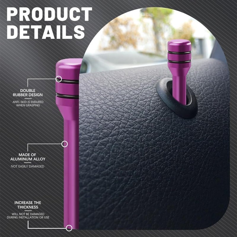 HEVLE 4PCS Car Door Lock Knobs, Vehicle Door Lift Bolt, Aluminum Alloy Doors Lock Cover Decor, 0.47" x 1.93" Automotive Door Lock Switches, Universal Car Accessories Safety Door Lock Pin (Purple) - Image 5